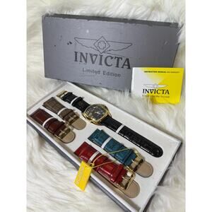 Invicta 6406 Men Limited Edition Watch Set Stainless Steel Flame Fushion Crystal
